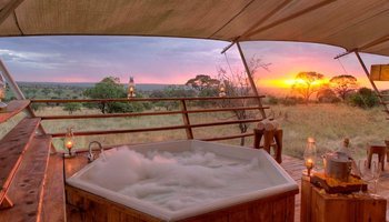 Safari lodge view across the Serengeti landscape